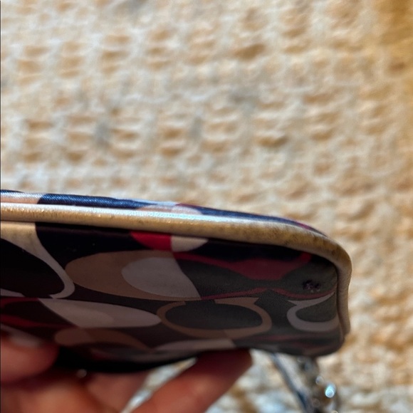 Coach Signature Pattern Wristlet in Pink and Brown - Picture 9 of 12